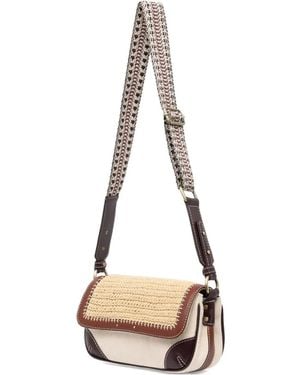 Sessun Straw-Detail Leather Satchel - White