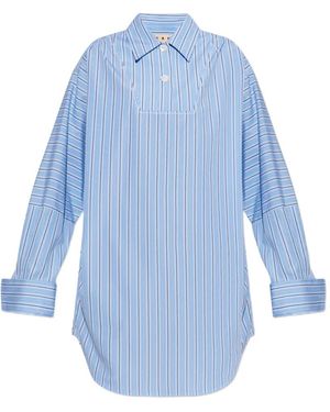 Marni Stripe-Pattern Oversized Mini Dress - Blue