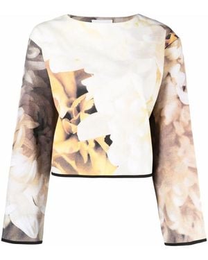 Atu Body Couture Floral-Print Crew Neck Sweatshirt - Natural