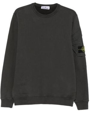 Stone Island Logo-Patch Pocket Sweatshirt - Black