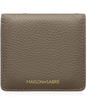 Maison De Sabre Pebbled Leather Compact Mirror - Brown
