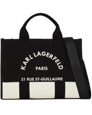 KARL LAGERFELD Rue St-Guillaume Canvas Tote Bag - Black