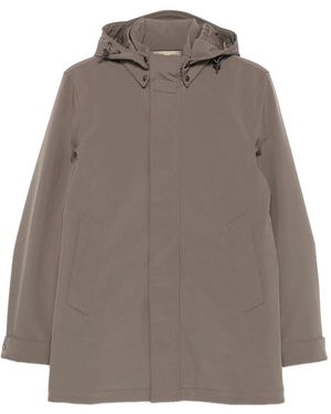 Woolrich Hooded Buttoned Coat - Brown