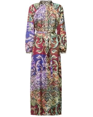 Pierre Louis Mascia Abstract-Pattern Belted Maxi Dress - White