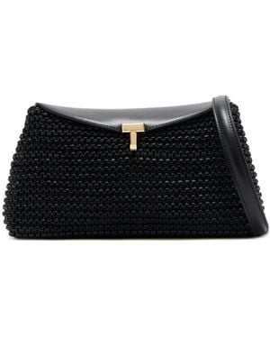 TOTEME T-Lock Woven Leather Clutch Bag - Black