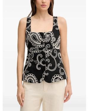 Pedro Del Hierro Madrid Top Con Ricamo Paisley - Nero