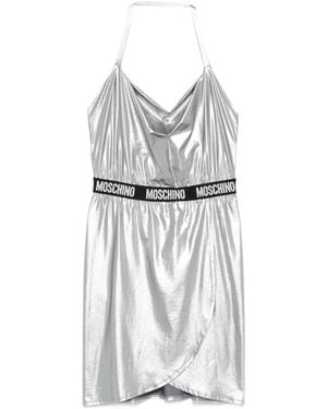 Moschino Jurk Met Wikkelrok En Logoband - Wit