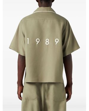 1989 STUDIO Logo-Print Contrast-Trim Shirt - Green