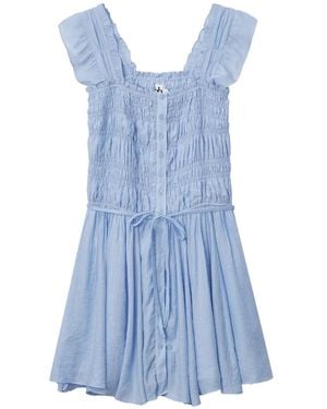 B+ AB Vestido Corto De Manga Con Volantes - Azul
