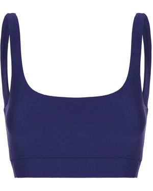 Monfusò Stretch Square-Neck Top - Blue