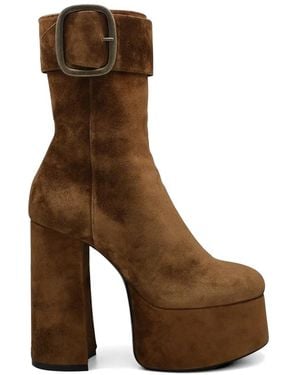 Saint Laurent Billy Stiefel Mit Schnalle - Braun