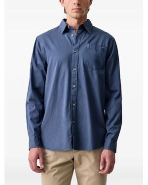 Guess Logo-Plaque Chest-Pocket Shirt - Blue
