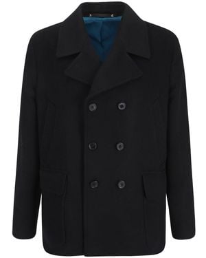 Paul Smith Notched-Lapel Double-Breasted Coat - Blue