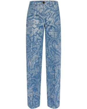 Etro Floral-Print Jeans - Blue