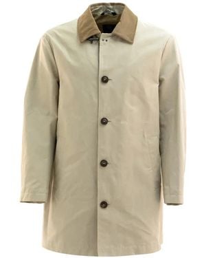 Fay Contrasting-Collar Raincoat - Natural