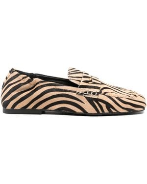 Ash Barkley Zebra Print Loafers - Brown
