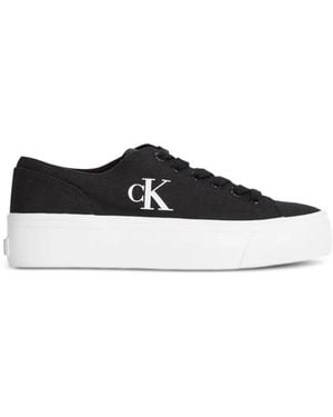 Calvin Klein Graz Canvas Platform Sneakers - White