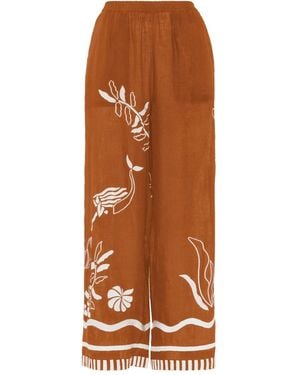 Eres Octopus Patterned Wide-Leg Trousers - Brown