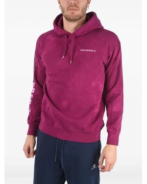 Converse Logo-Print Patterned Hoodie - Red