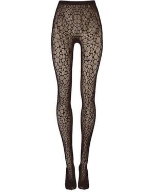 Wolford Reptile-Pattern Net Tights - Grey