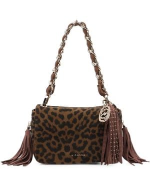 La Carrie Lio Leopard-Print Clutch Bag - Brown