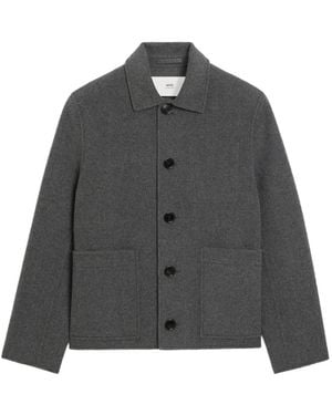 Ami Paris Button-Up Jacket - Grey