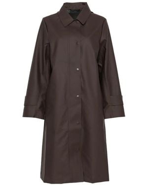 Rains Concealed-Hood Press-Stud Coats - Brown