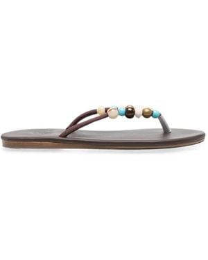 Ancient Greek Sandals Saionara Bead-Embellishment Sandals - White