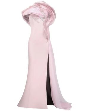 Gaby Charbachy Sequin-Embellished Draped Gown - Pink
