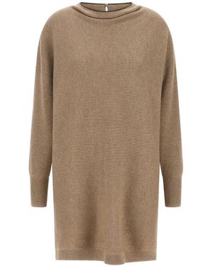 Brunello Cucinelli Ribbed-Knit Dress - Natural