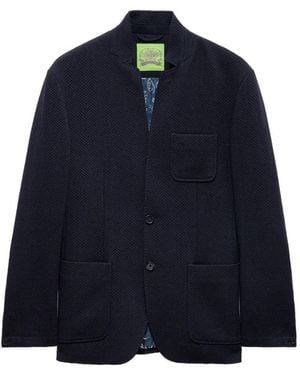 Shanghai Tang Button-Herringbone Jacket - Blue