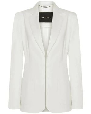 Kiton Single-Breasted Notch-Lapel Blazer - White