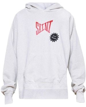 SAINT Mxxxxxx Logo-Print Cotton Hoodie - White