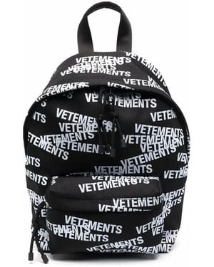 Vetements Logo-Print Backpack - Black