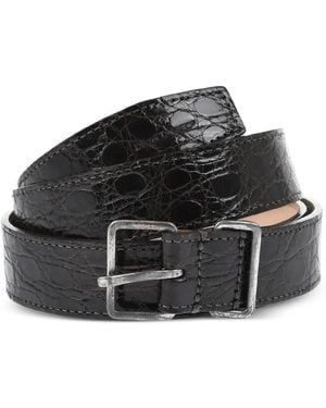 DSquared² Crocodile-Effect Leather Belt - Black