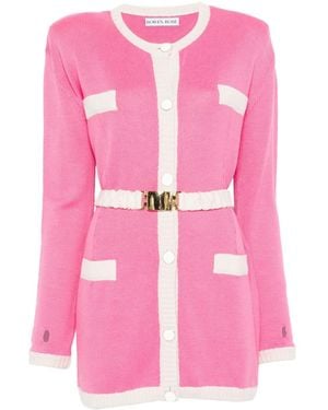 ROWEN ROSE Cardigan Bicolore À Taille Ceinturée - Rose