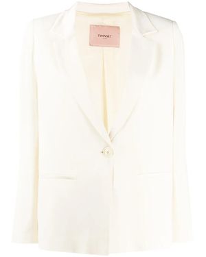 Twinset V-Neck Cropped Sleeve Blazer - Multicolour