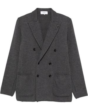 Lardini Double-Breasted Knitted Blazer - Grey