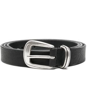 Paura Jose Textured Buckle Belt - Black