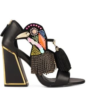 Kat Maconie Aya Embellished Tassel Sandals - Black