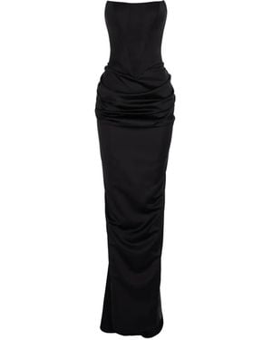 V:PM ATELIER Flavia Draped-Detail Maxi Dress - Black