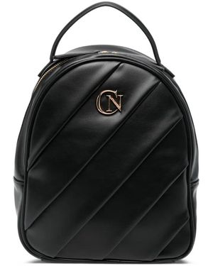 CafeNoir Quilted Logo-Detail Backpack - Black