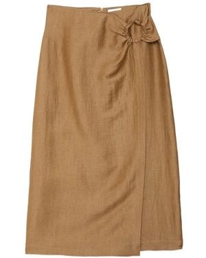 Ottod'Ame Ring-Detail Wrap Skirt - Natural