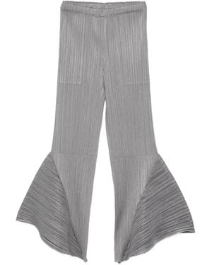Pleats Please Issey Miyake Skyline Pleated Flared Trousers - Grey
