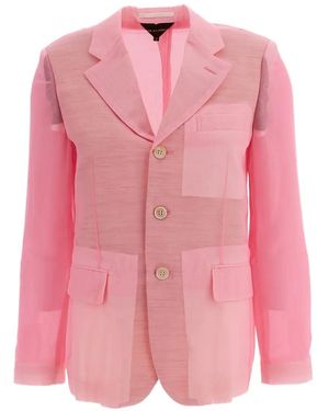 Comme des Garçons Sheer Panelled Blazer - Pink