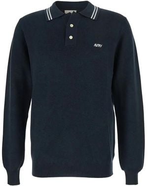 Autry Embroidered Long-sleeve Polo Shirt - ブルー