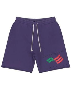 DENIM TEARS Ellis Tears Logo-Print Shorts - Purple