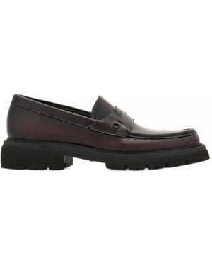 Ferragamo Penny Loafers With Chunky Tread - White