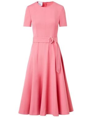 Akris Punto Belted Short-Sleeve Midi Dress - Pink