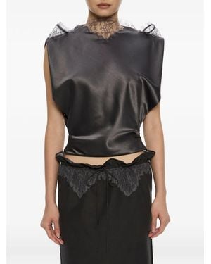 Christopher Esber Lace-Trim Sateen Top - Black